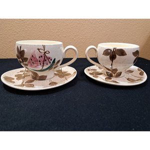 Red Wing Vintage Tampico Hand Painted Dinnerware Cup And Saucer Mid Century